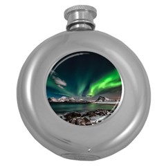 Aurora Borealis Photo Round Hip Flask (5 Oz) by danenraven