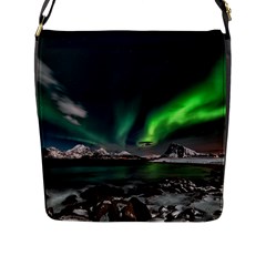 Aurora Borealis Photo Flap Closure Messenger Bag (l) by danenraven