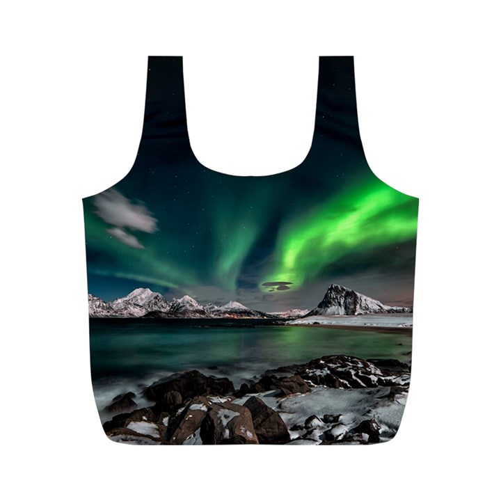 Aurora Borealis Photo Full Print Recycle Bag (M)