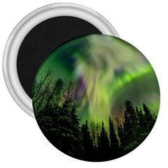 Aurora Borealis In Sky Over Forest 3  Magnets by danenraven