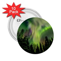 Aurora Borealis In Sky Over Forest 2 25  Buttons (10 Pack)  by danenraven