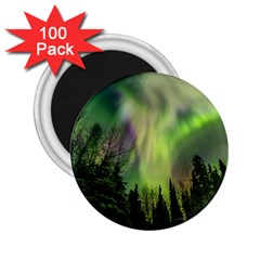 Aurora Borealis In Sky Over Forest 2 25  Magnets (100 Pack)  by danenraven