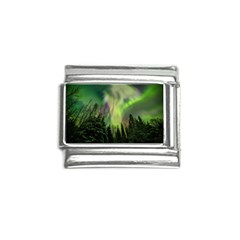 Aurora Borealis In Sky Over Forest Italian Charm (9mm) by danenraven