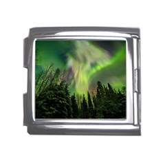 Aurora Borealis In Sky Over Forest Mega Link Italian Charm (18mm) by danenraven