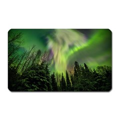 Aurora Borealis In Sky Over Forest Magnet (rectangular) by danenraven