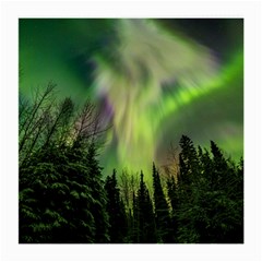 Aurora Borealis In Sky Over Forest Medium Glasses Cloth by danenraven