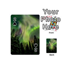 Aurora Borealis In Sky Over Forest Playing Cards 54 Designs (mini) by danenraven