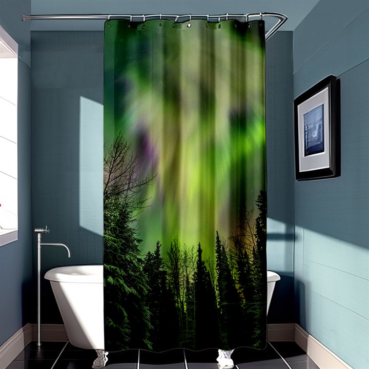 Aurora Borealis In Sky Over Forest Shower Curtain 36  x 72  (Stall) 