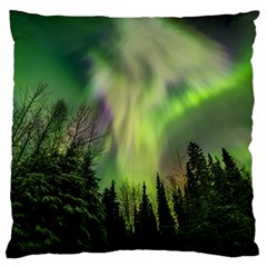 Aurora Borealis In Sky Over Forest Standard Flano Cushion Case (one Side) by danenraven