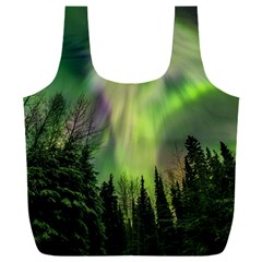 Aurora Borealis In Sky Over Forest Full Print Recycle Bag (xxxl) by danenraven