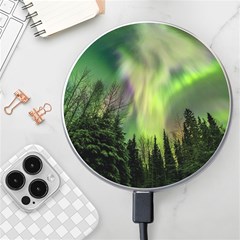 Aurora Borealis In Sky Over Forest Wireless Charger by danenraven