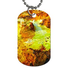 Lake Dallol In Danakil Depression Ethiopia Dog Tag (one Side) by danenraven