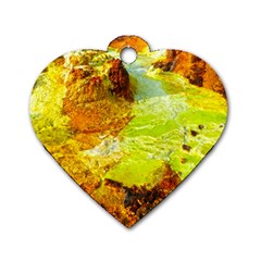 Lake Dallol In Danakil Depression Ethiopia Dog Tag Heart (two Sides) by danenraven