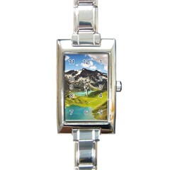 Aerial View Of Mountain And Body Of Water Rectangle Italian Charm Watch by danenraven