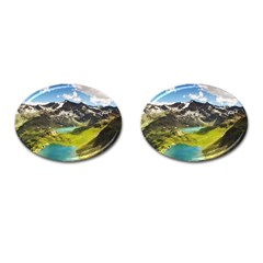 Aerial View Of Mountain And Body Of Water Cufflinks (oval) by danenraven