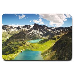 Aerial View Of Mountain And Body Of Water Large Doormat by danenraven