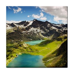 Aerial View Of Mountain And Body Of Water Face Towel by danenraven