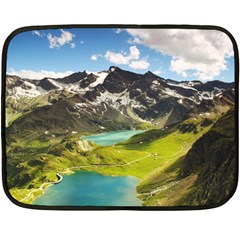 Aerial View Of Mountain And Body Of Water Fleece Blanket (mini) by danenraven