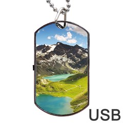 Aerial View Of Mountain And Body Of Water Dog Tag Usb Flash (two Sides) by danenraven