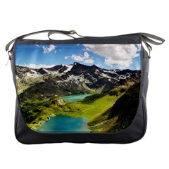 Aerial View Of Mountain And Body Of Water Messenger Bag by danenraven