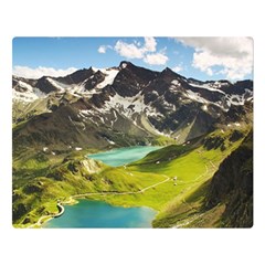 Aerial View Of Mountain And Body Of Water Double Sided Flano Blanket (large) by danenraven