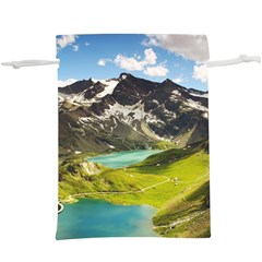 Aerial View Of Mountain And Body Of Water Lightweight Drawstring Pouch (xl) by danenraven