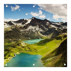 Aerial View Of Mountain And Body Of Water Banner And Sign 3  X 3  by danenraven