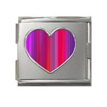 Multicolored Abstract Linear Print Mega Link Heart Italian Charm (18mm) Front