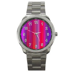 Multicolored Abstract Linear Print Sport Metal Watch by dflcprintsclothing