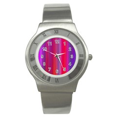 Multicolored Abstract Linear Print Stainless Steel Watch by dflcprintsclothing