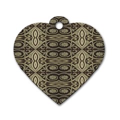 Vintage Ornament Pattern Dog Tag Heart (one Side) by dflcprintsclothing