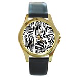 Abstract Painting Round Gold Metal Watch Front