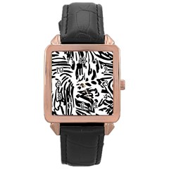 Abstract Painting Rose Gold Leather Watch  by Sobalvarro