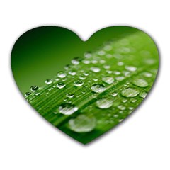 Green Water Leaf Heart Mousepad by artworkshop