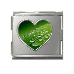 Green Water Leaf Mega Link Heart Italian Charm (18mm)