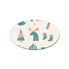 Reindeer Stars Socks Stick Candy Cane Sticker (oval) by artworkshop