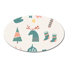 Reindeer Stars Socks Stick Candy Cane Oval Magnet by artworkshop