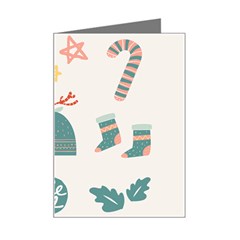 Reindeer Stars Socks Stick Candy Cane Mini Greeting Card by artworkshop