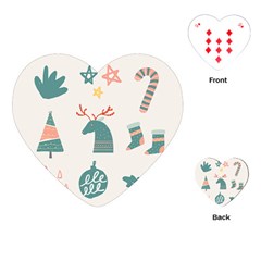 Reindeer Stars Socks Stick Candy Cane Playing Cards Single Design (heart) by artworkshop