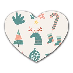 Reindeer Stars Socks Stick Candy Cane Heart Mousepad by artworkshop