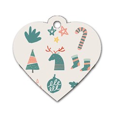 Reindeer Stars Socks Stick Candy Cane Dog Tag Heart (two Sides) by artworkshop