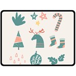 Reindeer Stars Socks Stick Candy Cane Fleece Blanket (Large) 80 x60  Blanket Front