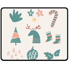 Reindeer Stars Socks Stick Candy Cane Fleece Blanket (medium) by artworkshop