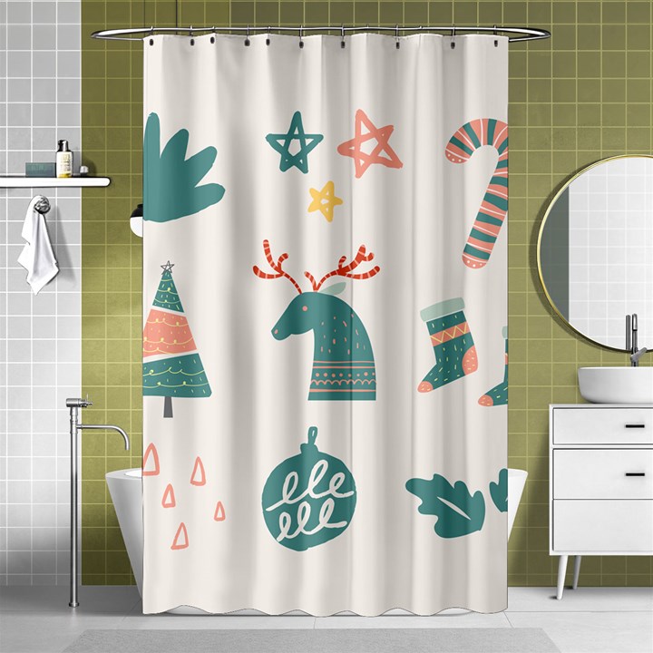 Reindeer Stars Socks Stick Candy Cane Shower Curtain 48  x 72  (Small) 