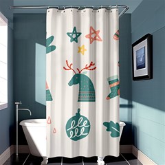 Reindeer Stars Socks Stick Candy Cane Shower Curtain 36  X 72  (stall)  by artworkshop