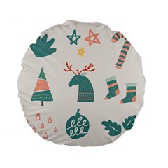 Reindeer Stars Socks Stick Candy Cane Standard 15  Premium Round Cushions by artworkshop