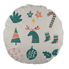 Reindeer Stars Socks Stick Candy Cane Large 18  Premium Round Cushions by artworkshop