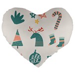 Reindeer Stars Socks Stick Candy Cane Large 19  Premium Heart Shape Cushions Front