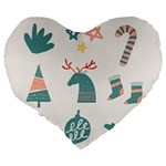 Reindeer Stars Socks Stick Candy Cane Large 19  Premium Heart Shape Cushions Back