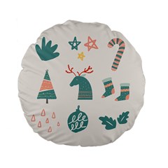 Reindeer Stars Socks Stick Candy Cane Standard 15  Premium Flano Round Cushions by artworkshop